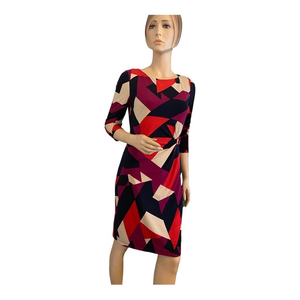 Jessica howard Size 6 Cinch‎ Waist Geometric Sheath Dress